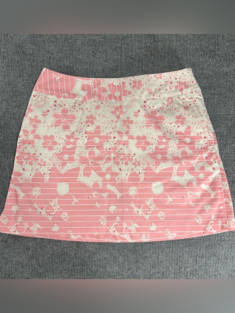 Adidas ClimaCool Floral Striped Golf Skort 2 Pink Preppy Core Country Club Chic